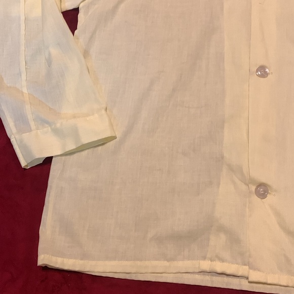 Vintage 70s Manchester Men’s Pale Yellow Collared Button Up Pajama Top Sz Large - Picture 4 of 8